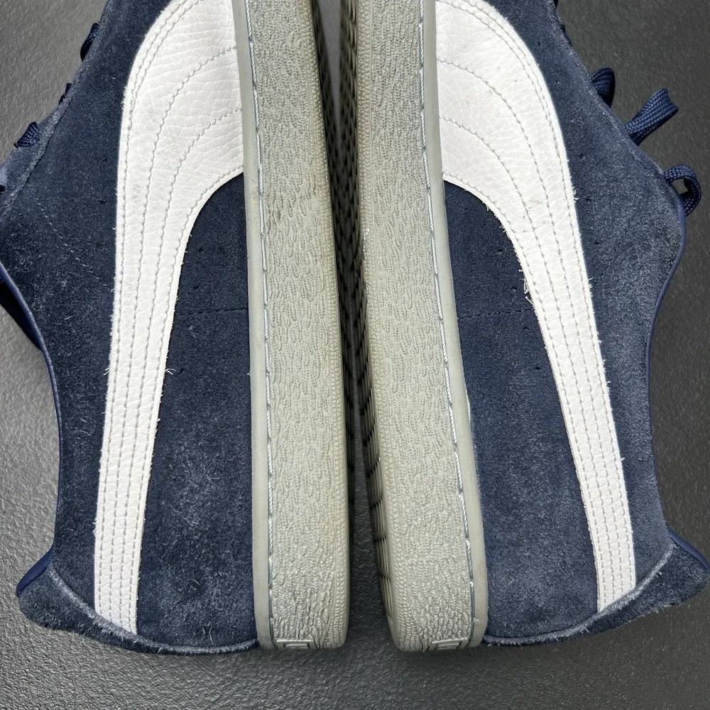 PUMA Suede Men's Size 14 Classic Pastime Navy Blue & White Suede Low Top Lace Up